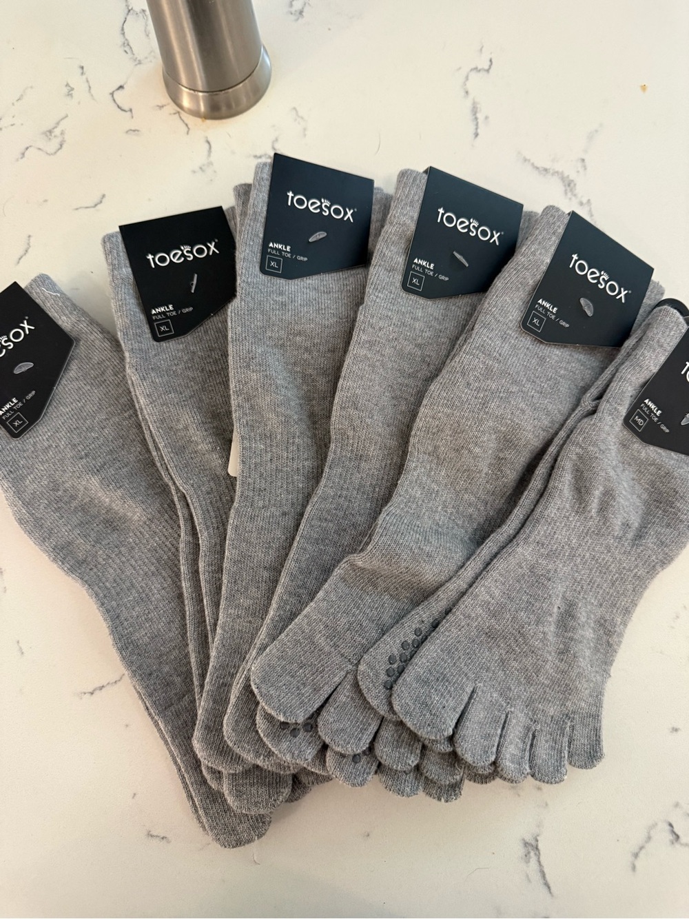 toesox Women's Ankle Toe Socks - Light Gray